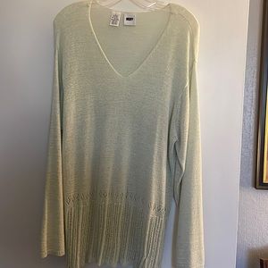 DKNY Mint Green Tunic light weight v neck sweater